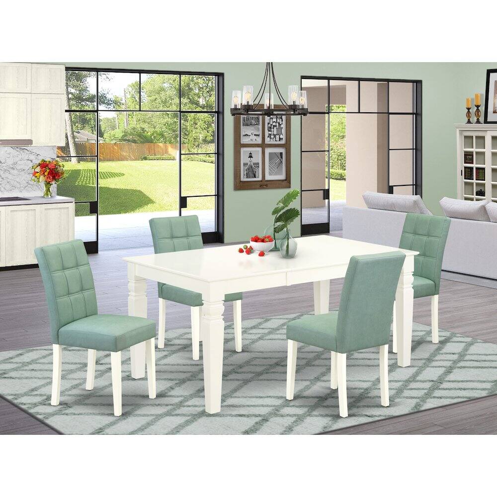 Alt View 9. East West Furniture - 5 Piece Table Set contain A Modern Table - Linen White.