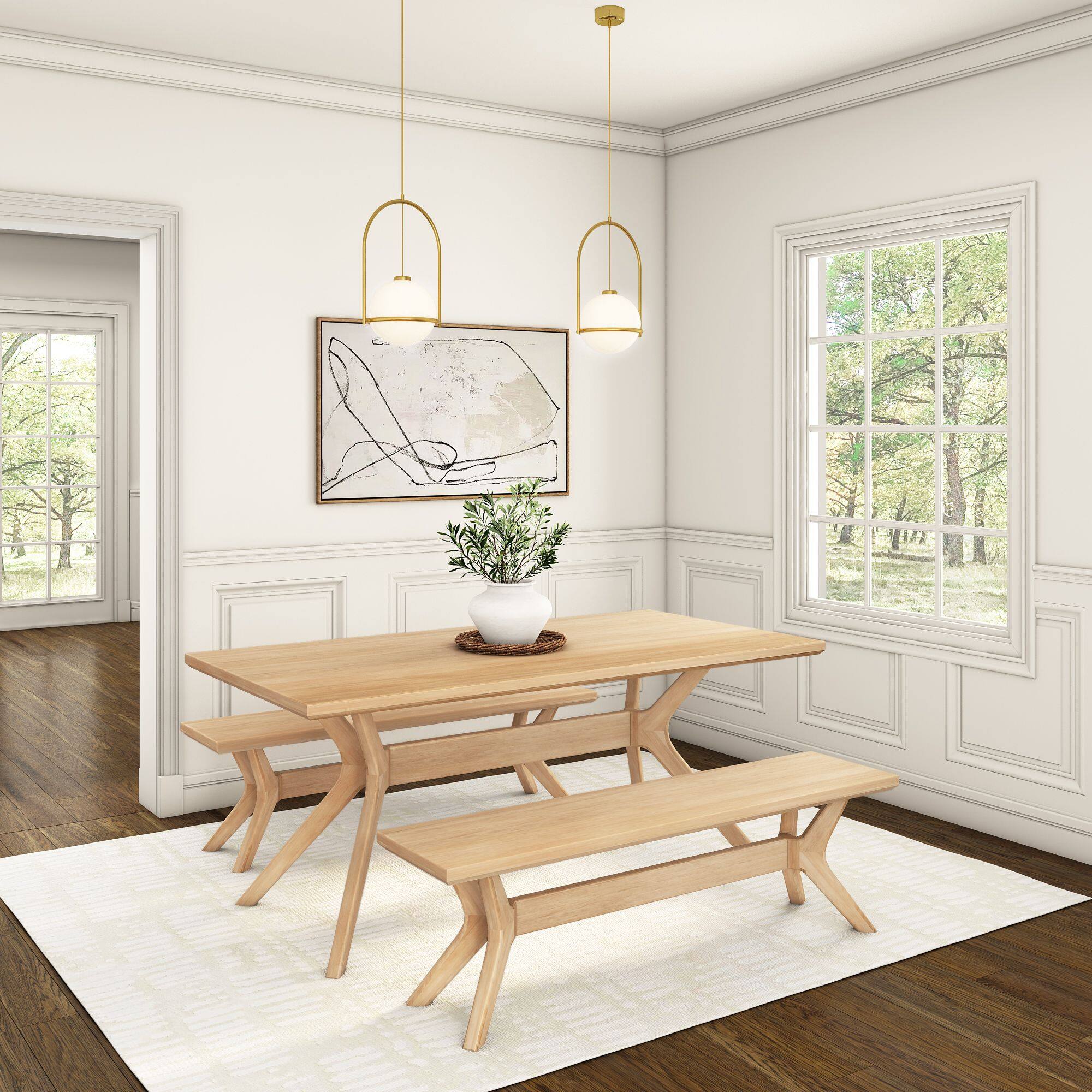 Alt View 4. Plank+Beam - Verso Dining Room Bench (60in / 1520mm), Blonde - Blonde.