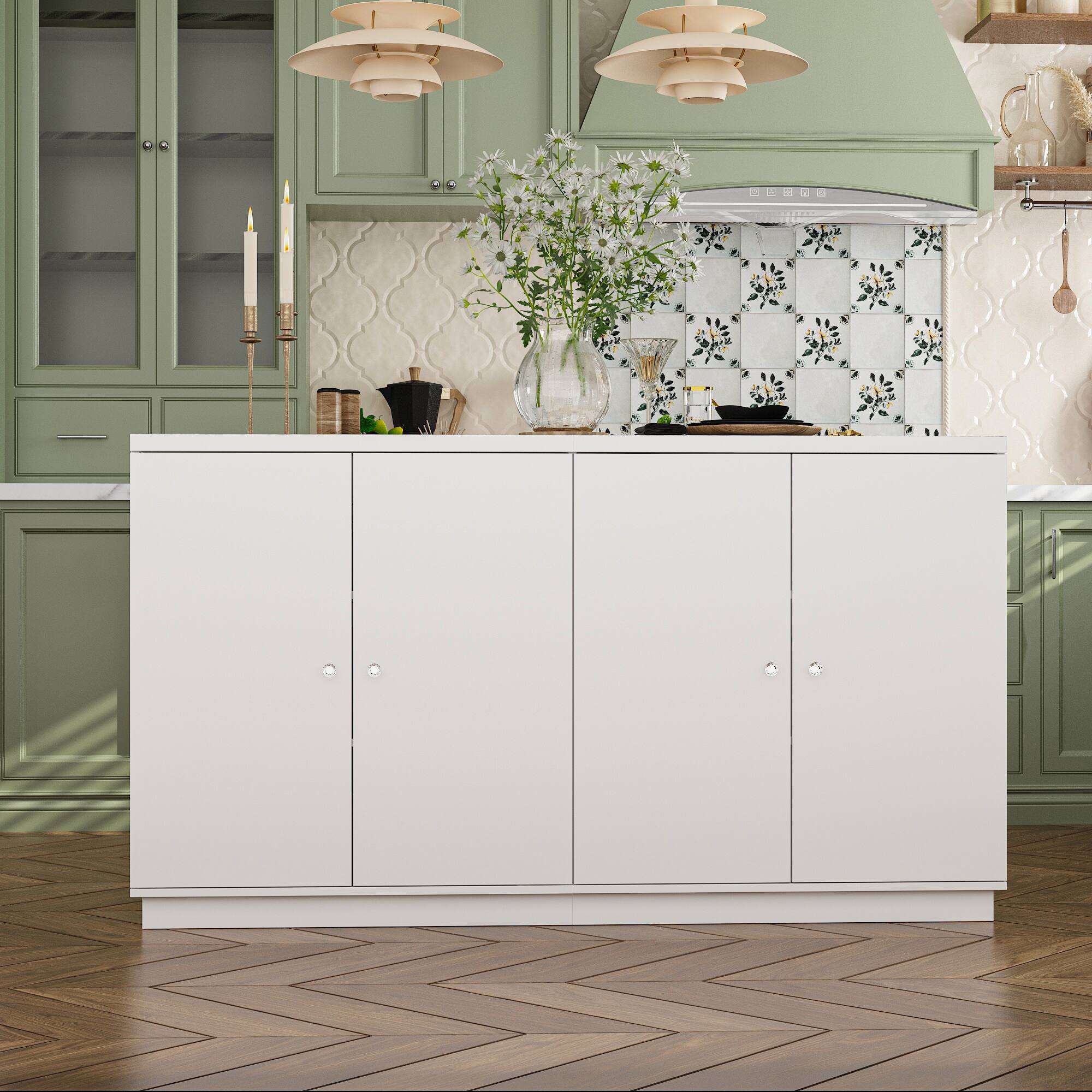 Alt View 8. Famapy - Famapy Modern Kitchen Island & Storage Cabinet: Transform Your Culinary Space - White.