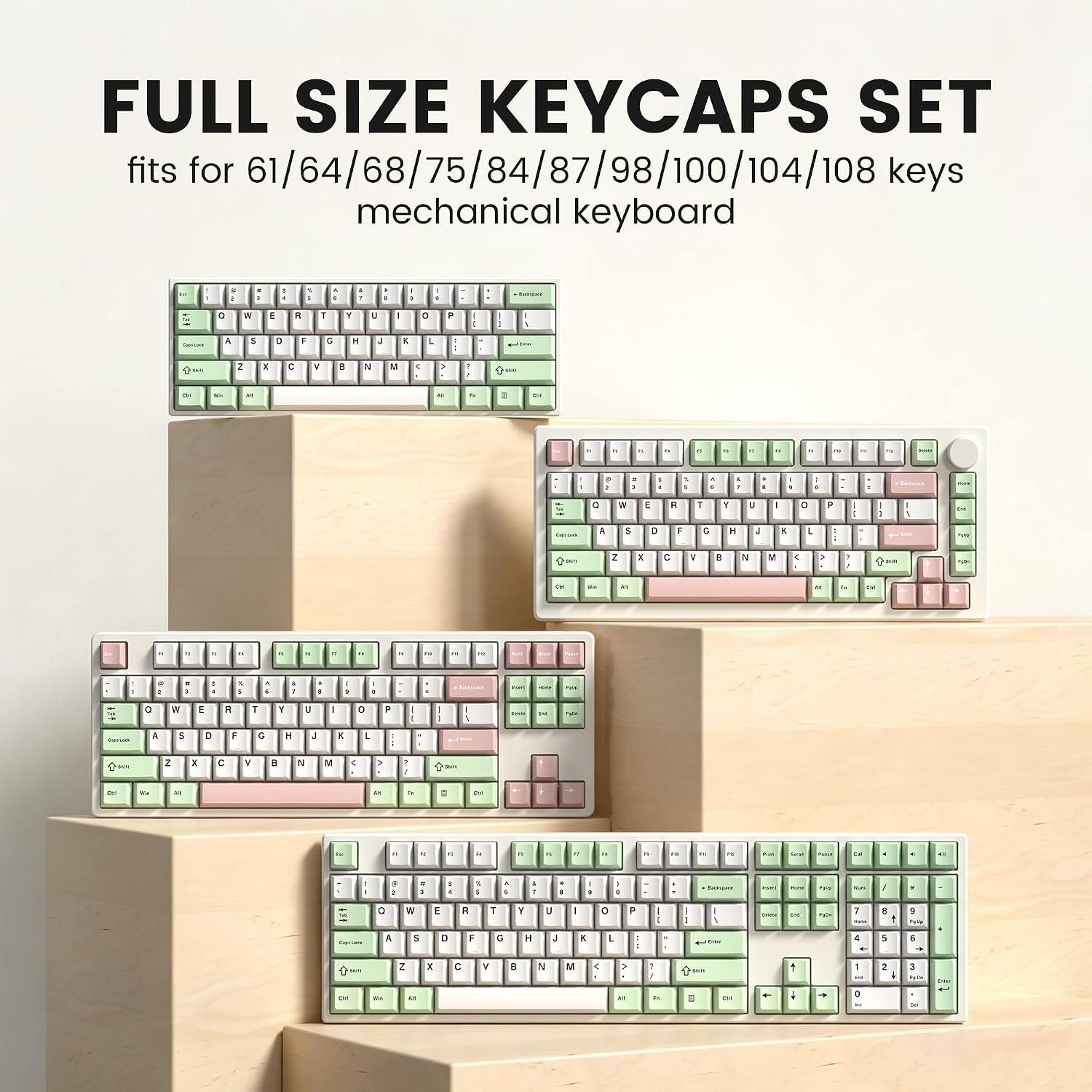 FULL SIZE KEYCAPS SET fits for 61/64/68/75/84/87/98/100/104/108 keys mechanical keyboard