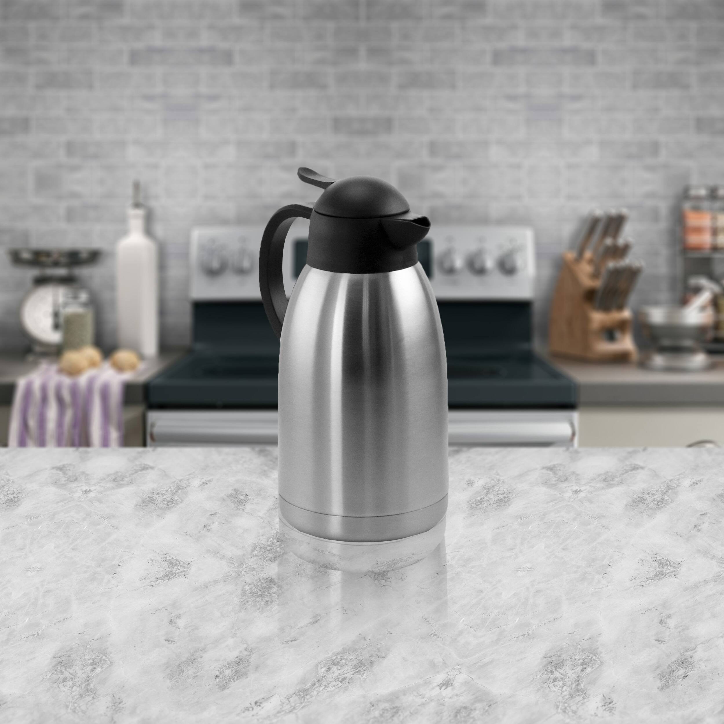 Alt View 3. MegaChef - MegaChef 2.11 Quart Stainless Steel Thermal Beverage Carafe for Coffee and Tea - Silver and Black.