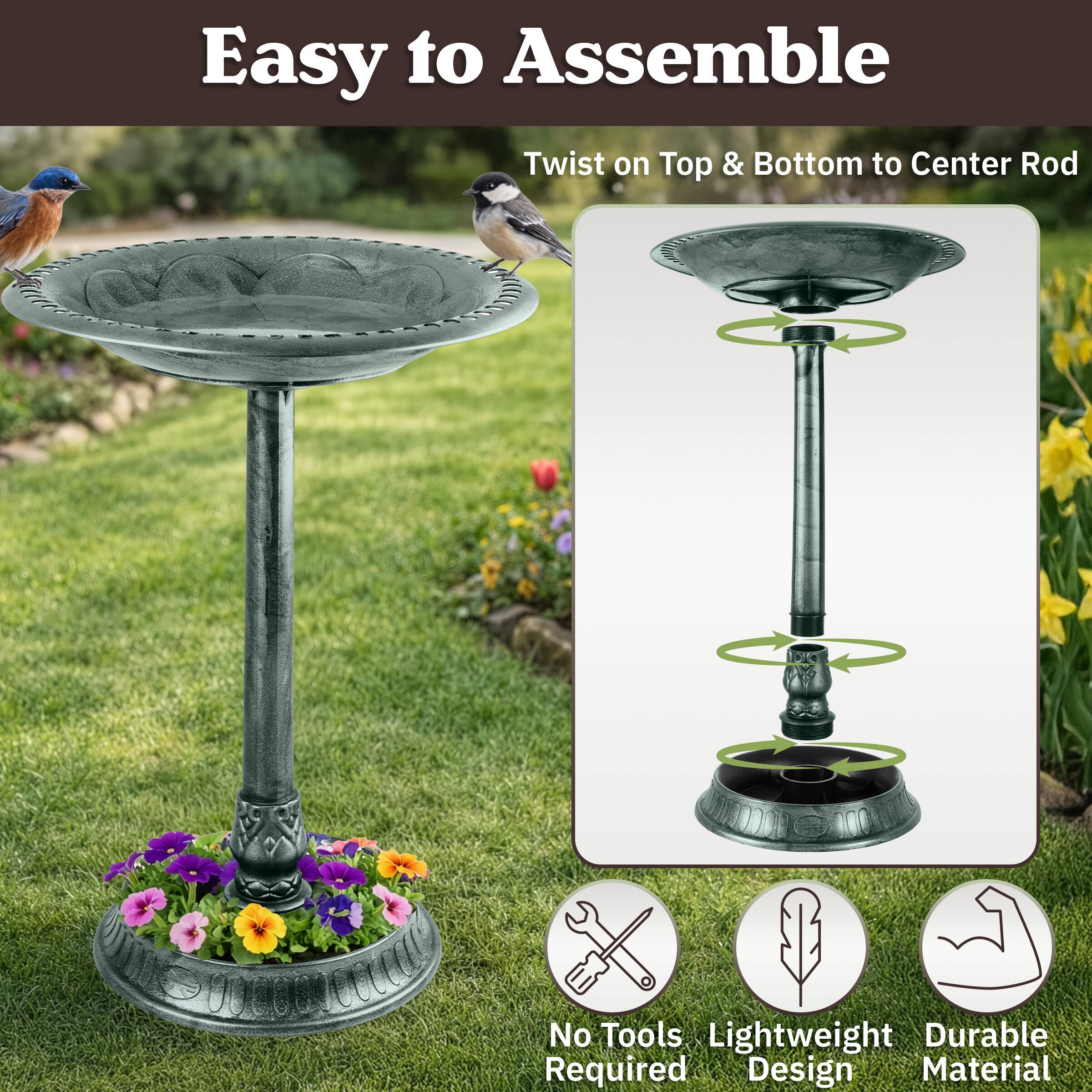 Easy to Assemble  
Twist on Top & Bottom to Center Rod  
No Tools Required  
Lightweight Design  
Durable Material