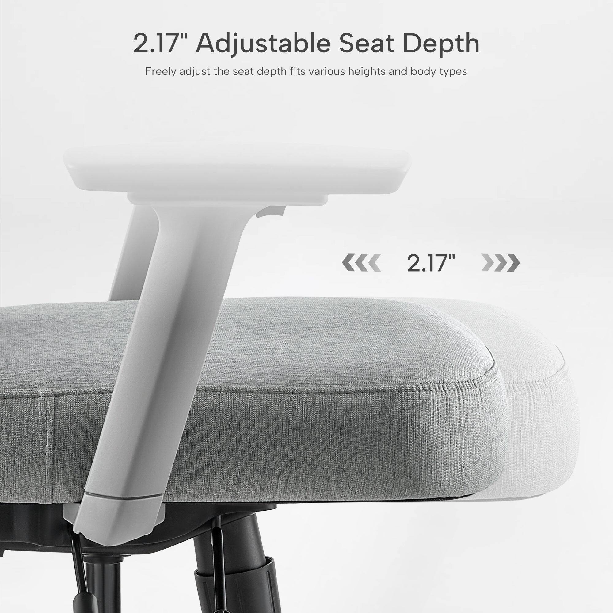 2.17" Adjustable Seat Depth  
Freely adjust the seat depth fits various heights and body types