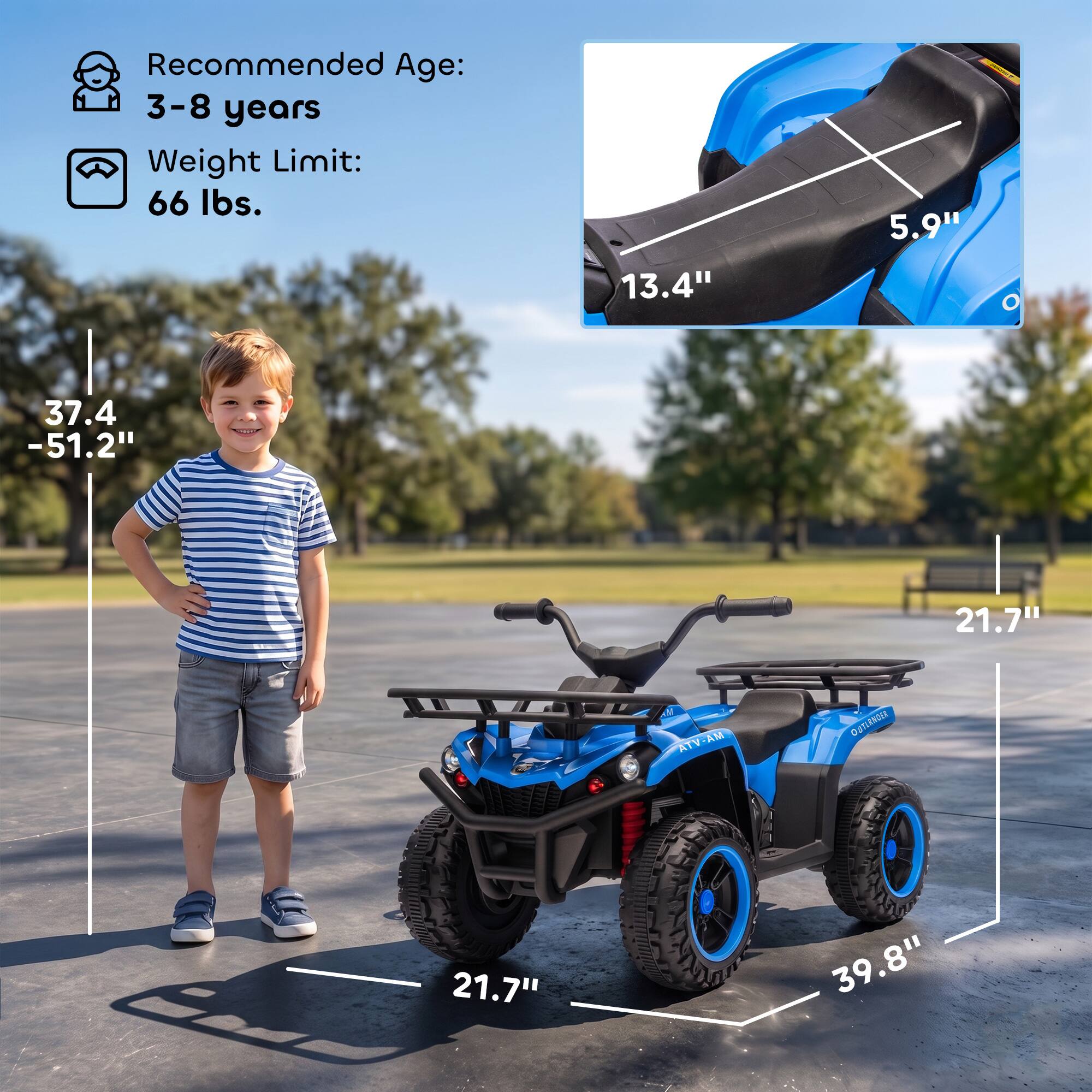Qaba Ride on ATV, 4 Wheeler for Kids with Dual Motors, Soft Start ...