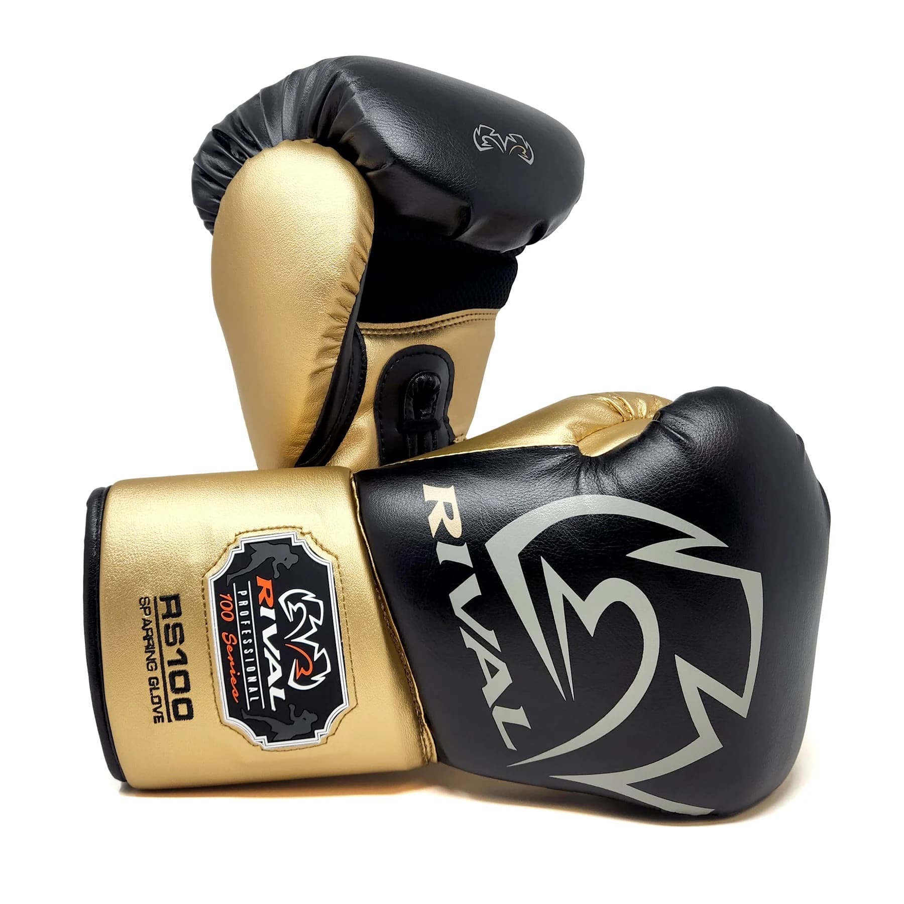 RIVAL - Boxing RS100 Pro Lace-Up Sparring Gloves - 18 oz. - Black/Gold