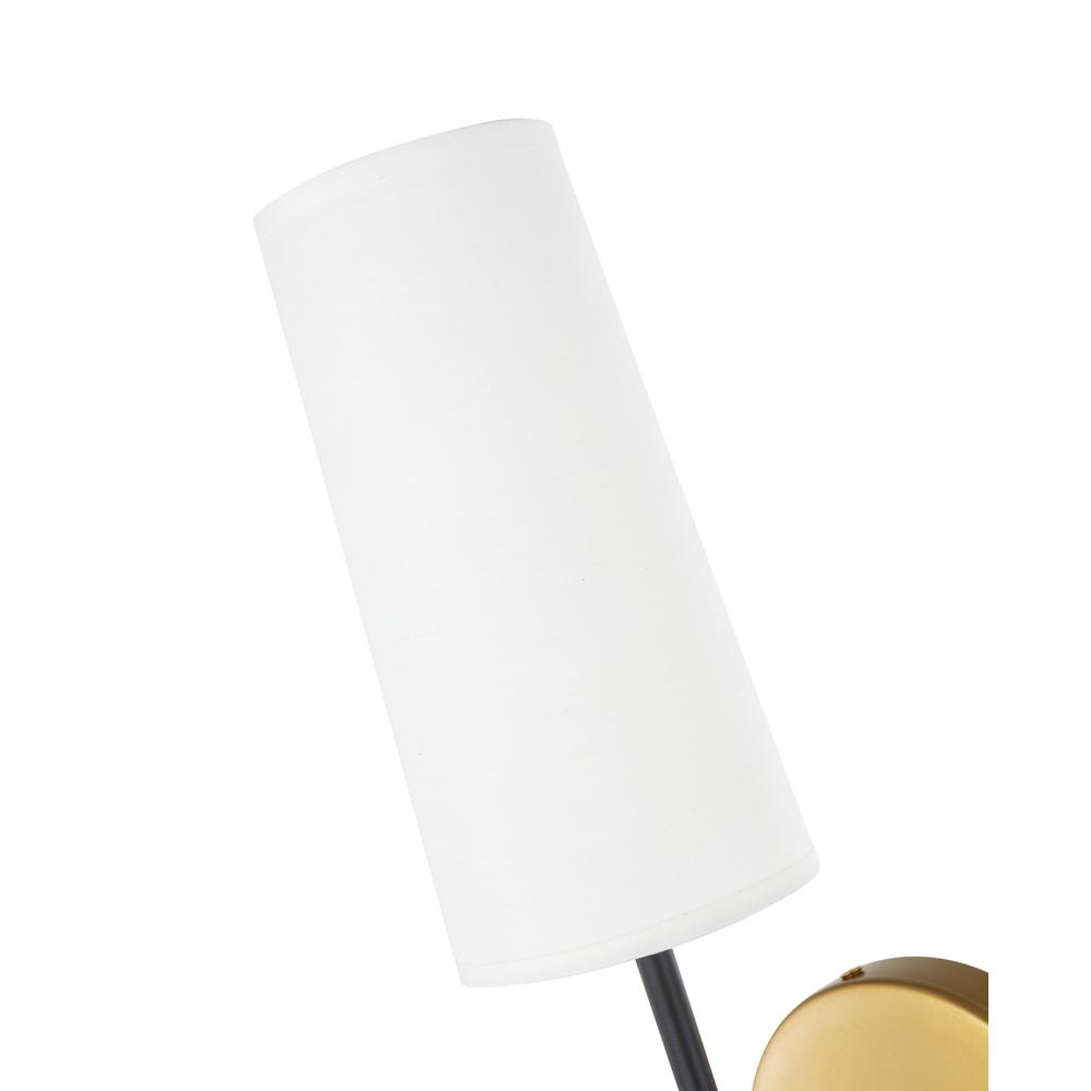 Angle. Living District - Mel 1 light Brass and Black and White shade wall sconce - Brass And Black And White Shade.