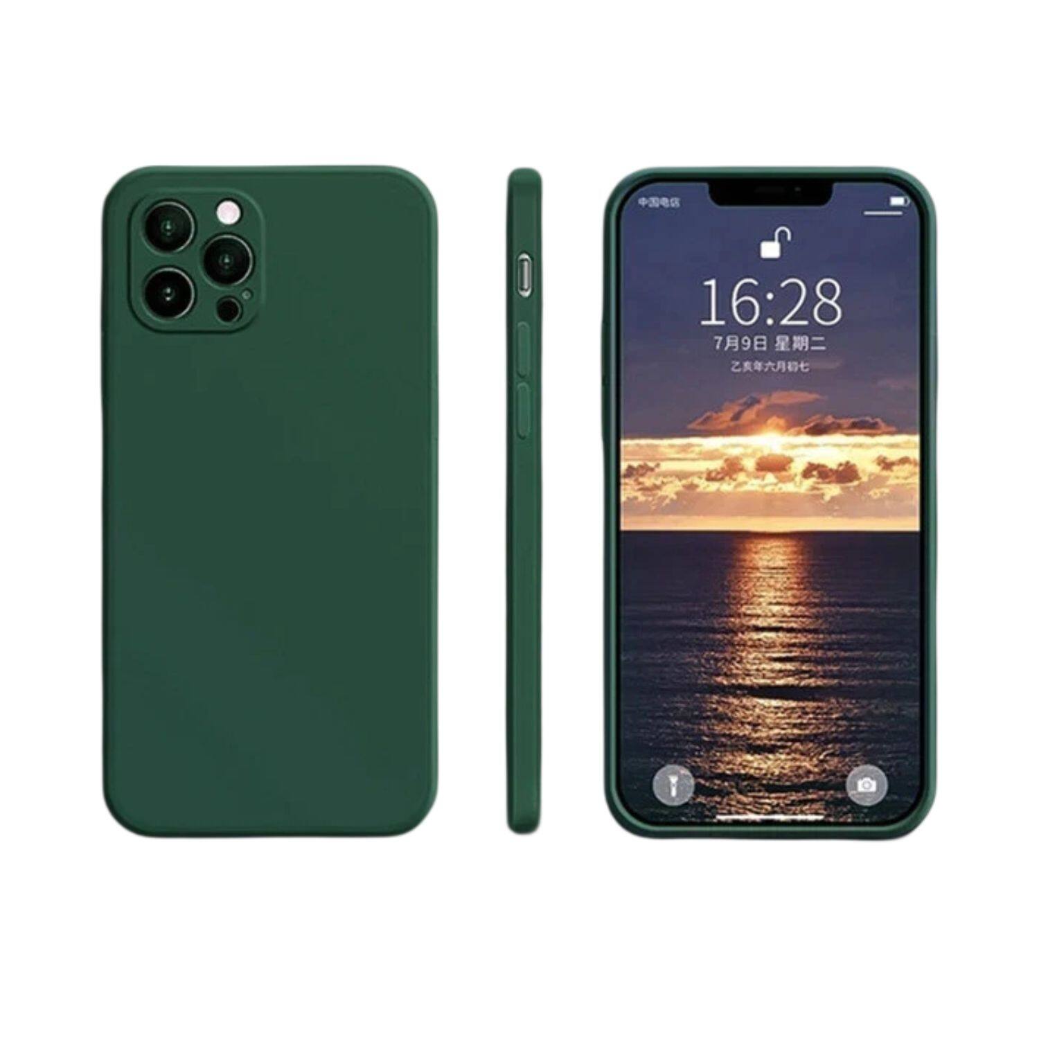 Home Collection - Liquid Silicone Case for iPhone 16 Pro – Slim Shockproof with Camera Cover - Dark Green
