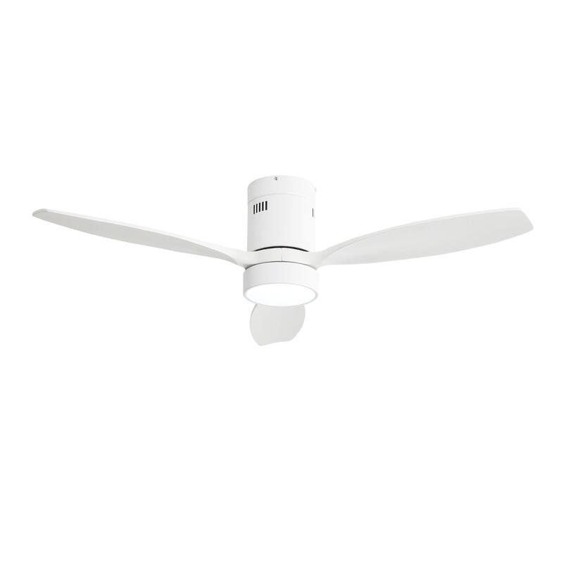 Alt View 8. Sofucor - 52IN Solid Wood Ceiling Fan with LED Light Remote Timer Reversible/Quiet 6 Speed Modern Bedroom Ceiling Fan - White.