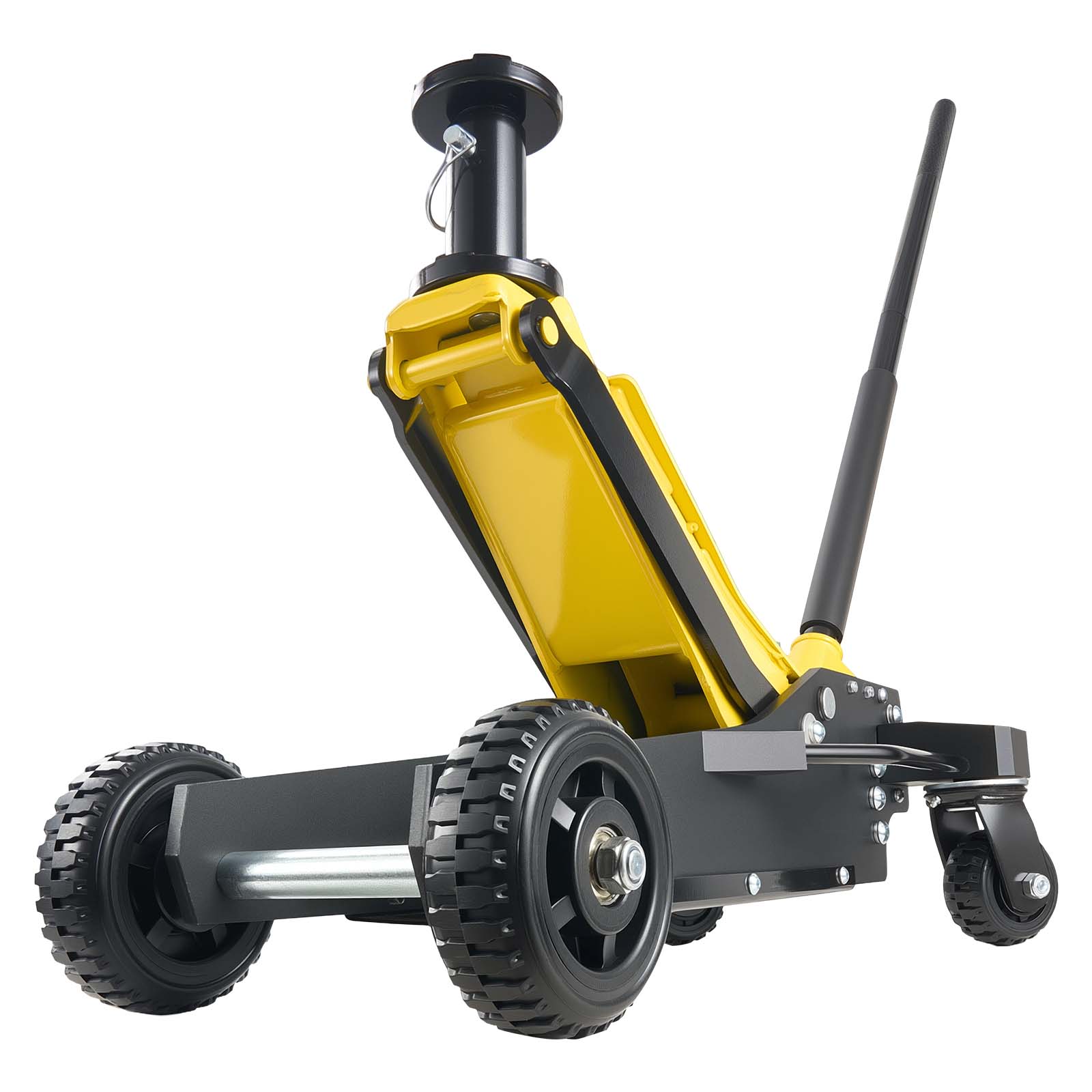 Alt View 5. VEVOR - Floor Jack, 3 Ton (6614 lbs) Capacity, Aluminum & Steel Racing Floor Jack with Dual Pistons Quick Lift Pump & Extension - Black;Yellow.