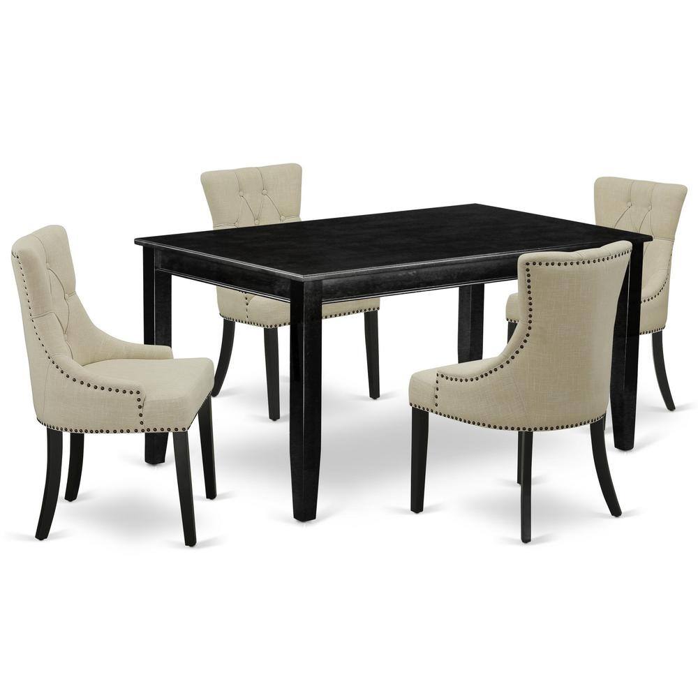 Back. East West Furniture - Dining Room Set Black - Brown.