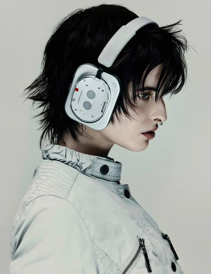 Alt View 2. KEF - Nothing Headphone (1) Hybrid Active Noise Cancelling Headphones, Wireless Over-Ear Headphones with 6 Mics, 80Hrs Playtim - white.