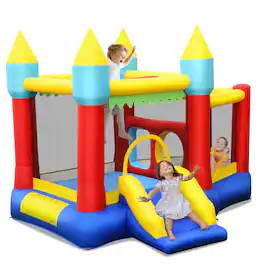 Ecooso - Kids Inflatable Bounce House with Slide, No Blower