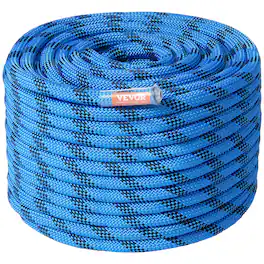 VEVOR - 12.7mm Static Climbing Rope, 38M(125ft) Outdoor Rock Climbing Rope 30KN Breaking Tension, Fiber Rope - Blue