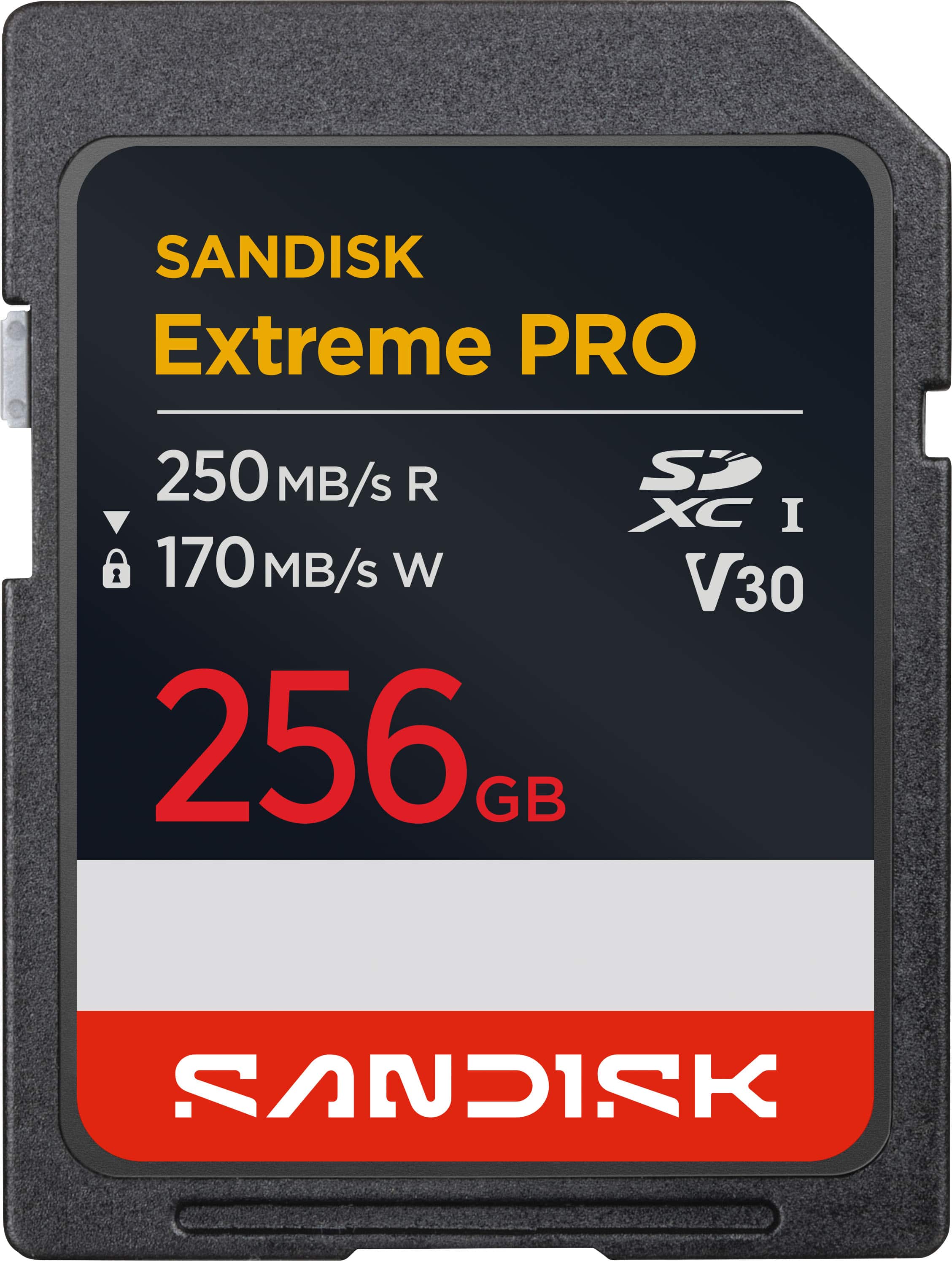 SANDISK
Extreme PRO
250 MB/s R
170 MB/s W
256 GB
SDXC I
V30
SANDISK