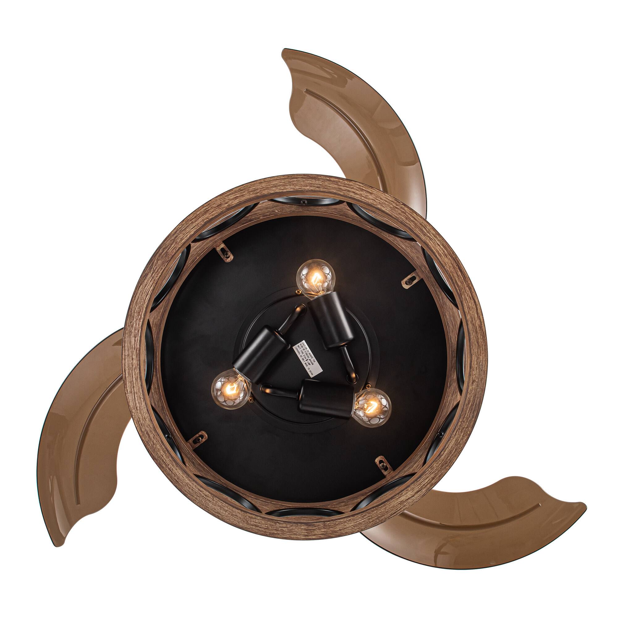 Alt View 6. Parrot Uncle - 36" Metal Retractable 3-Blade Ceiling Fan Chandelier with Wall Switch - Matte Black.