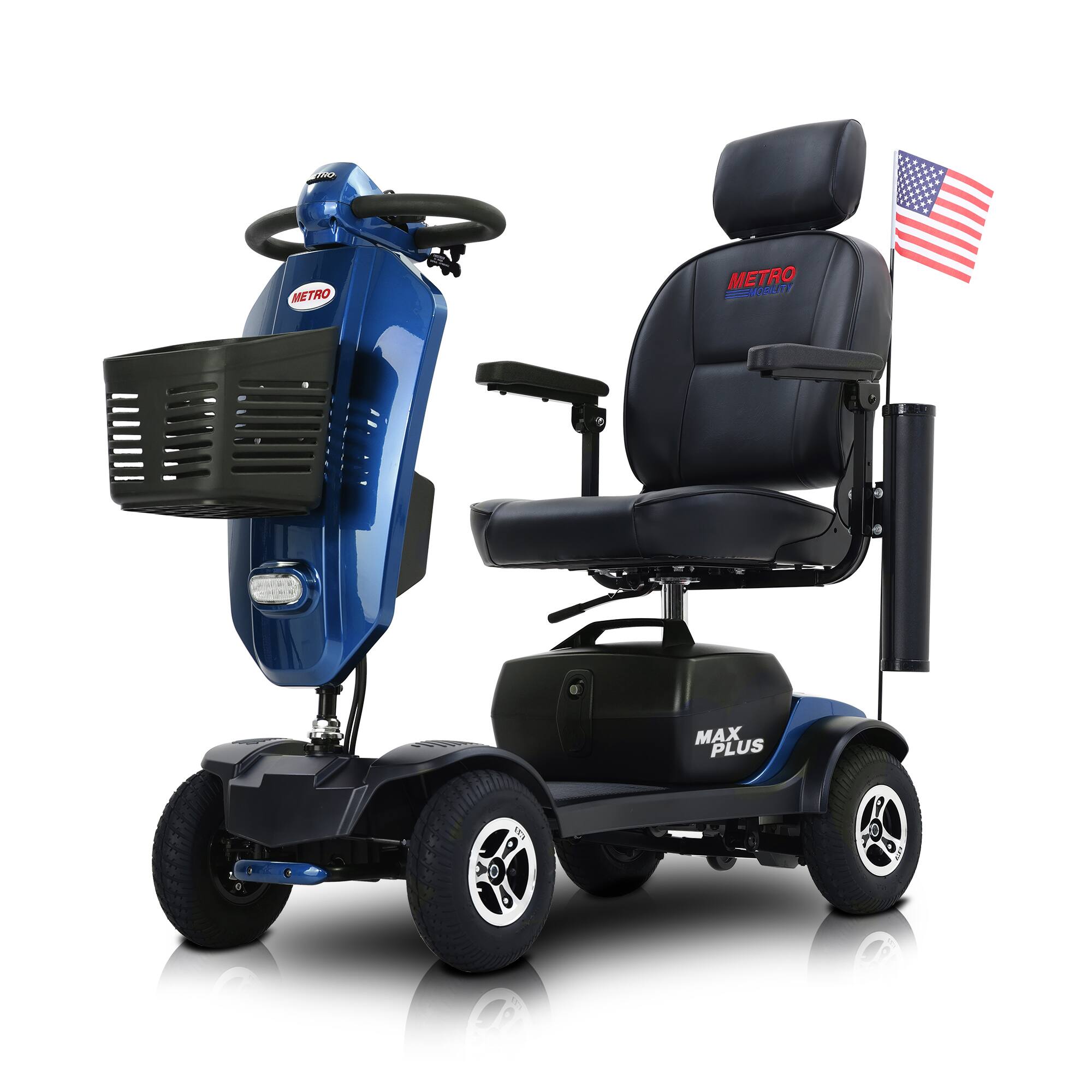 TinyHomie - MAX PLUS 4 Wheel Mobility Scooter 2*20AH Lead Acid 16 Miles USB - Blue
