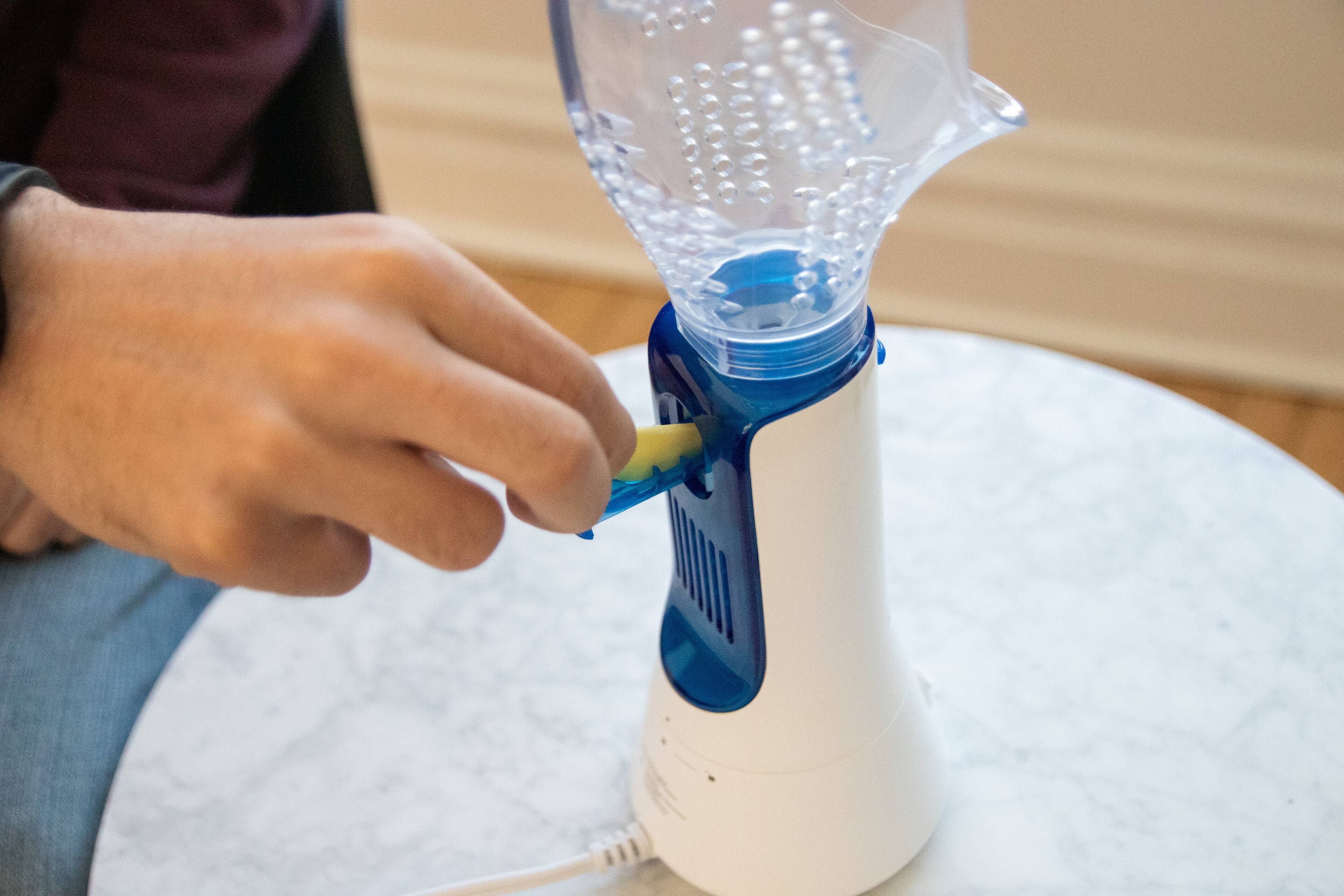 Back. CRANE - Personal Corded Steam Inhaler - White/Blue.