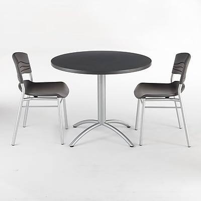Alt View 1. ICEBERG - CafeWorks 36" Round Melamine Cafe Table - Graphite/Silver.
