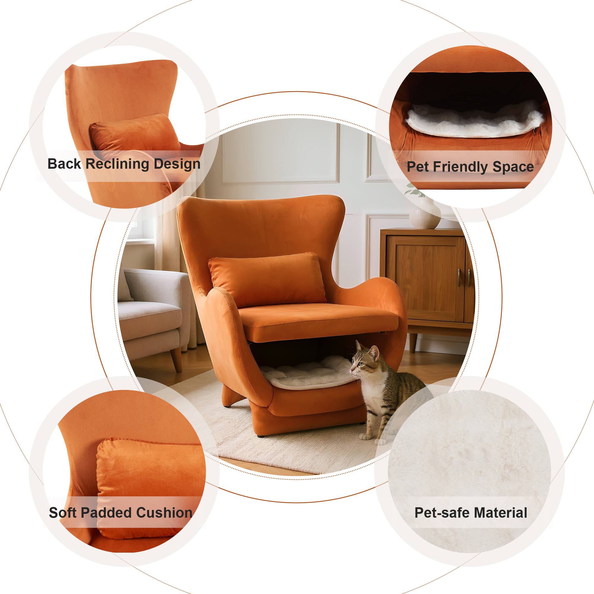 - Back Reclining Design
- Pet Friendly Space
- Soft Padded Cushion
- Pet-safe Material
