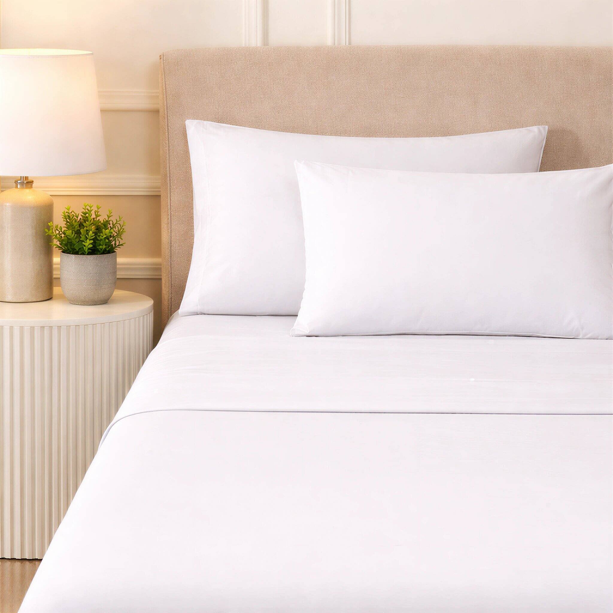 Alt View 1. Malletson - King Size All Season 6-Piece Bed Sheet Set, Polycotton Blend, Modern Blended Comfort Bedding Set - White.
