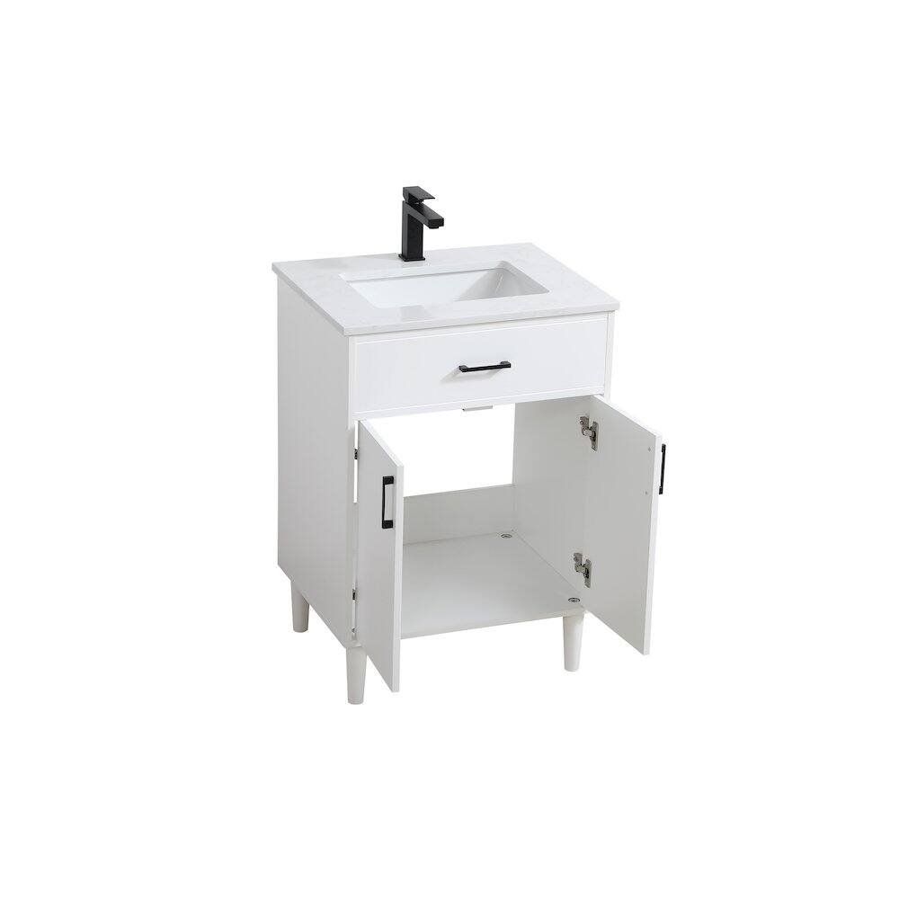 Alt View 1. Elegant Kitchen and Bath - Chandler 24 Inch Single Bathroom Vanity In White - White.