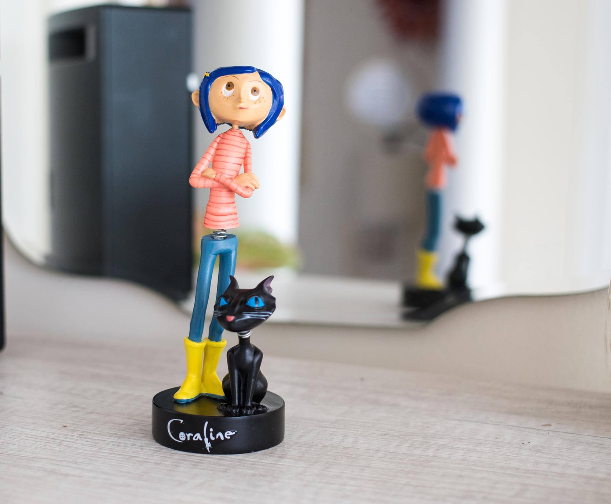 Alt View 4. Surreal Entertainment - Coraline with Cat PVC Bobble Figure | 6.5 Inches Tall - Blue.