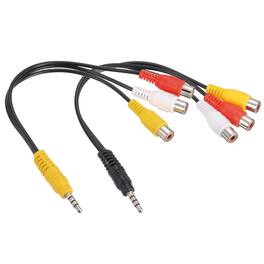 Unique Bargains - 2pcs 2TRRS3.5mm Male to Gold 3RCA Female Cable, 0.23m/9in, 2.5mm PVC Copper Core AUX Cable for TV/Amp/Speaker - Black
