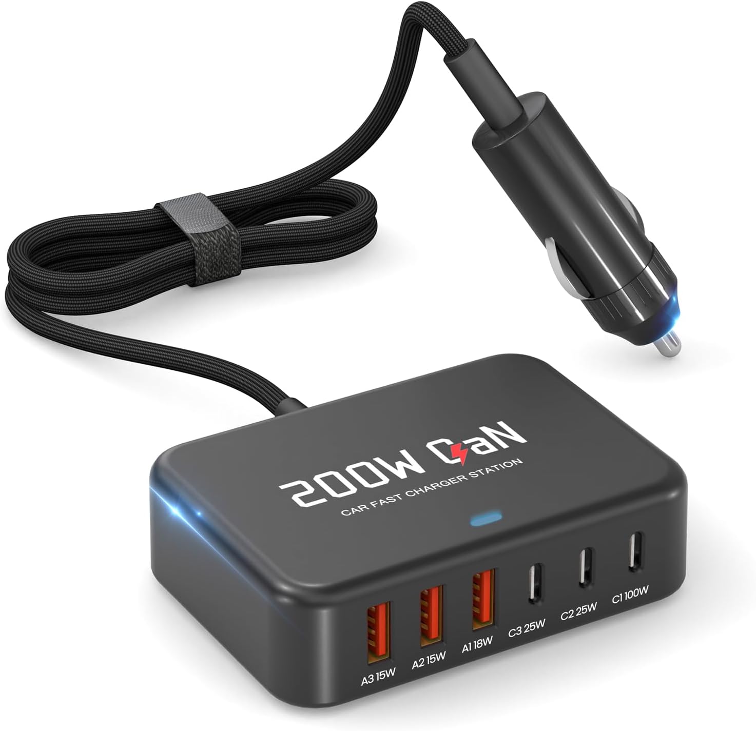 200W CAN STATION  
CAR FAST CHARGER  
C1 100W  
C2 25W  
C3 25W  
A1 18W  
A2 15W  
A3 15W