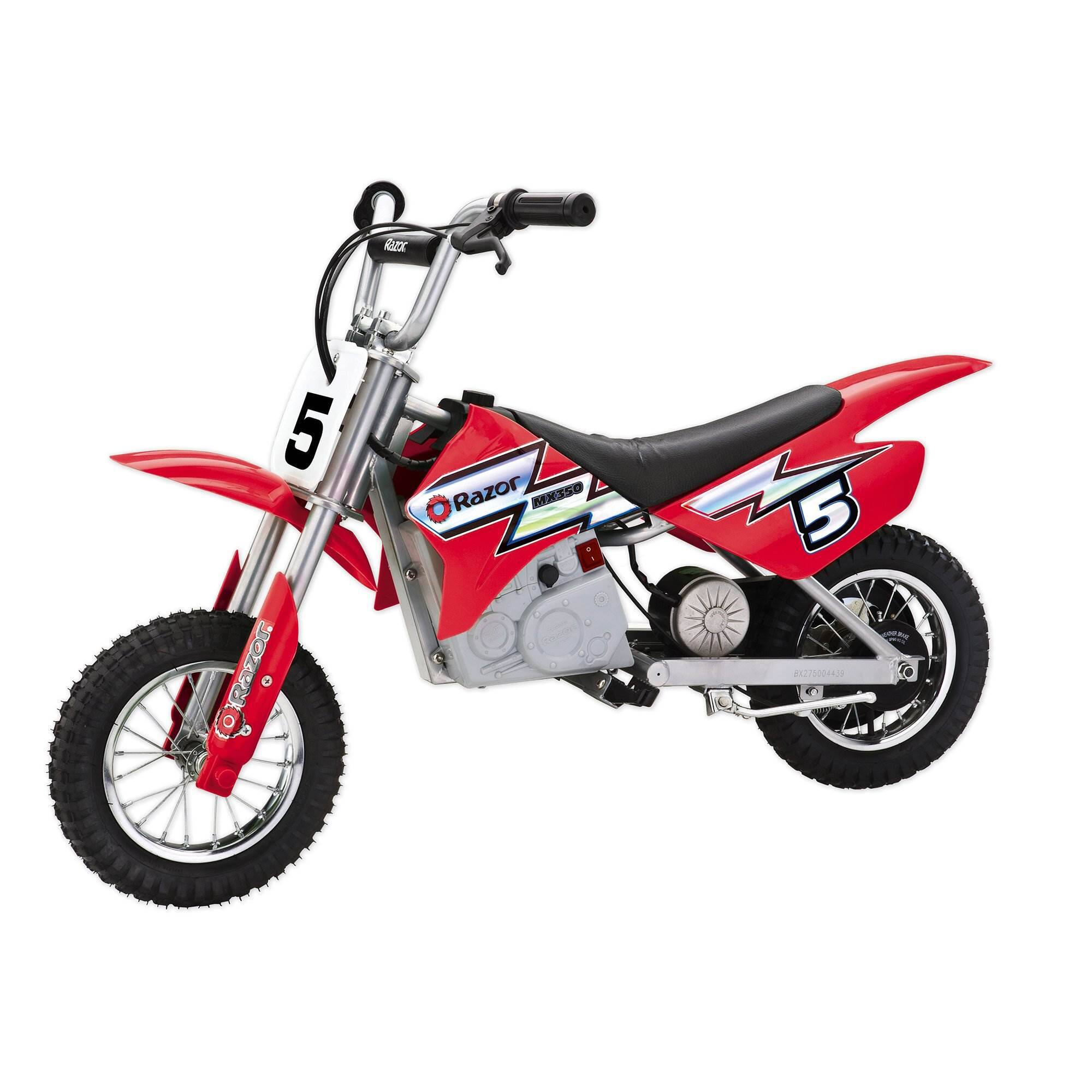 Left. Razor - MX350 Dirt Rocket Electric Motocross Motorcycle Dirt Bike (2 Pack) - Red.