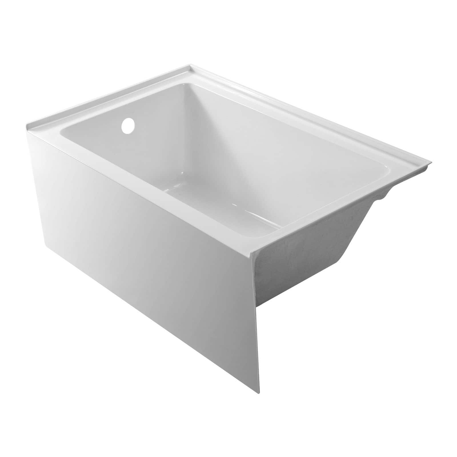 VEVOR - Alcove Bathtub, 48" x 30" Contemporary Alcove Acrylic Bathtub, Soaking Bath Tub with Left Hand Drain and Overflow Hole - White