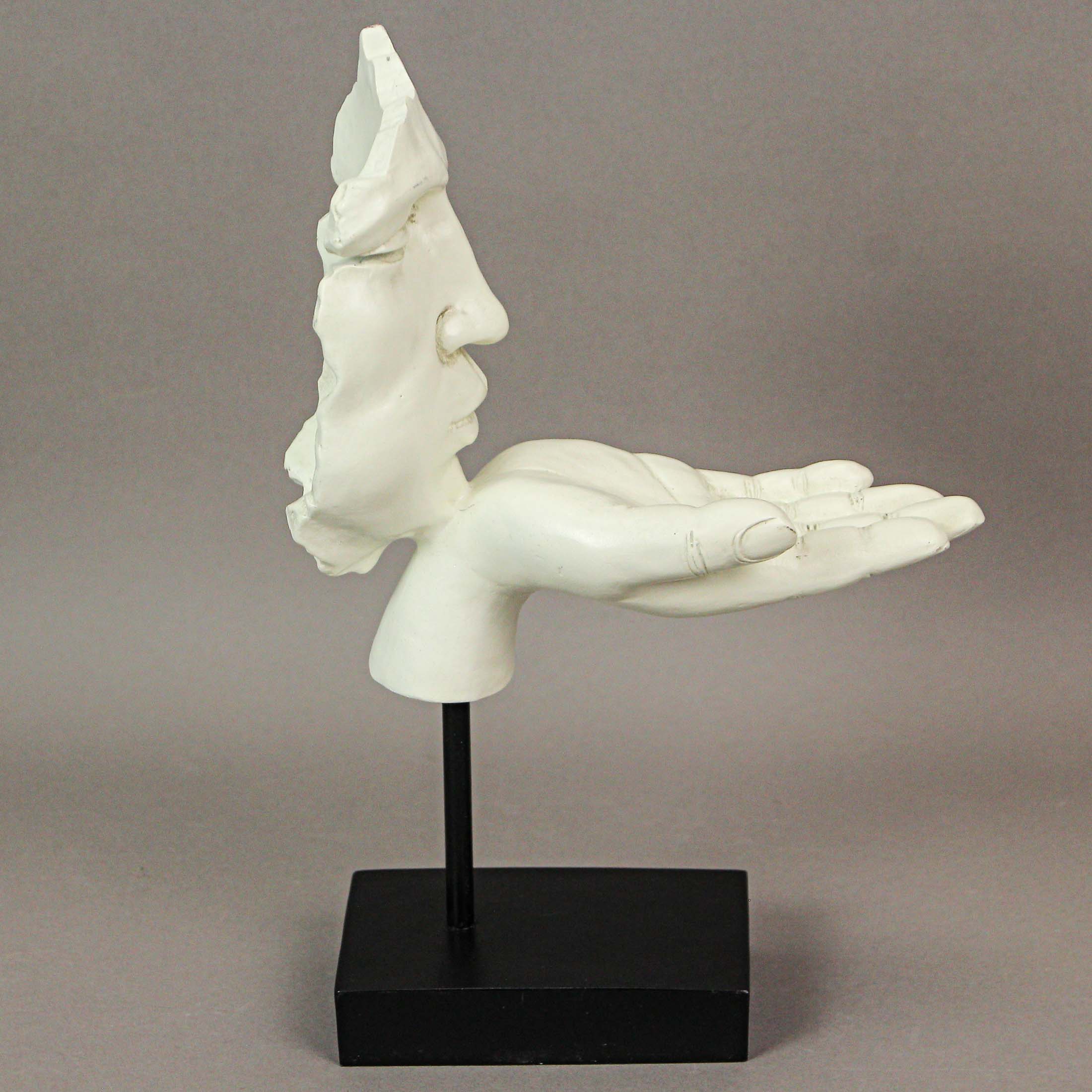 Alt View 1. Zeckos - Vitruvian Collection Face with Hand "Blowing A Kiss" Sculpture Statue, 10.75 Inches Tall - White.