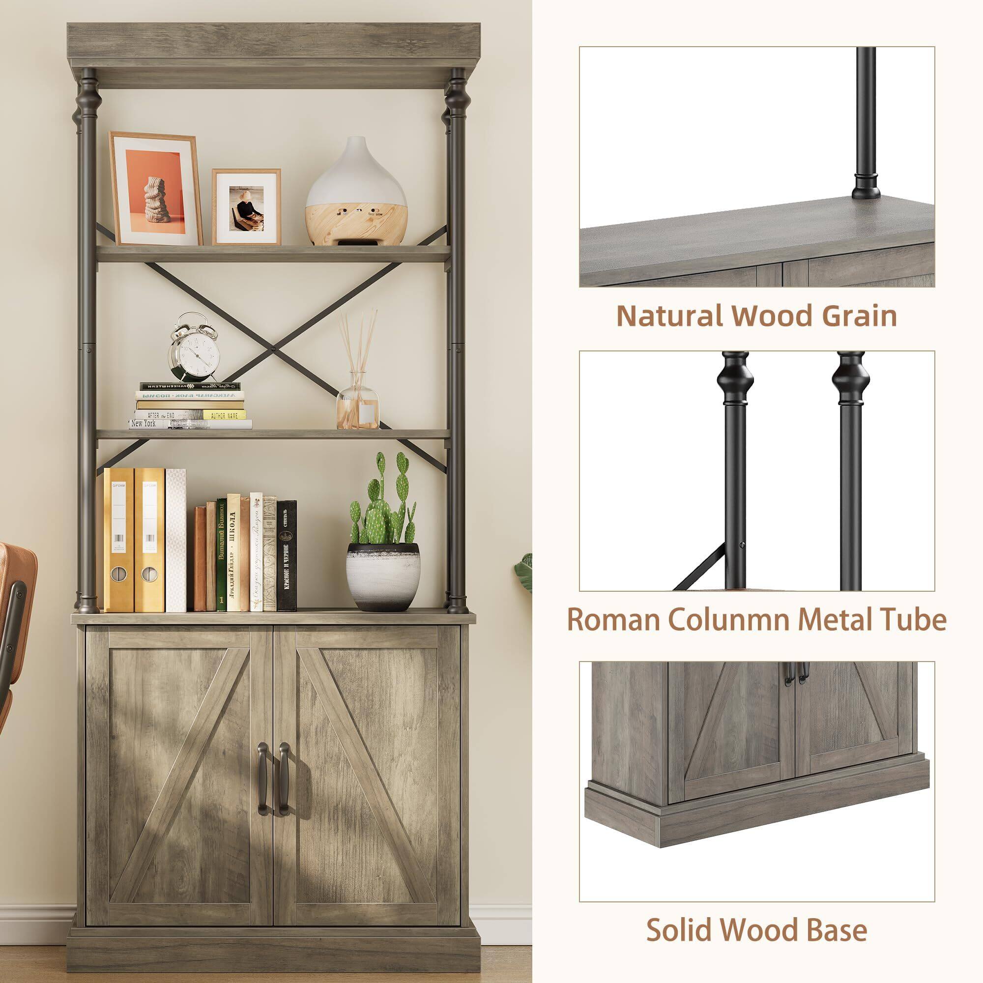 - Natural Wood Grain
- Roman Column Metal Tube
- Solid Wood Base