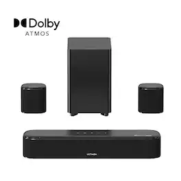 Ultimea - Aura A50 Pro 5.1ch Sound Bar with Dolby Atmos, Subwoofer & 2 Surround Speakers, App Control - Black