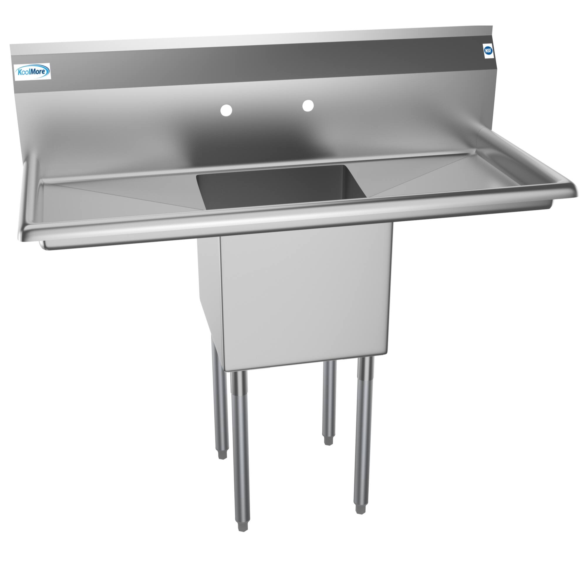 Back. Koolmore - 45 in. One Compartment Stainless Steel  Sink with Drainboards, Bowl Size 15"x 15"x 12" SA151512-15B3. - Stainless Steel.