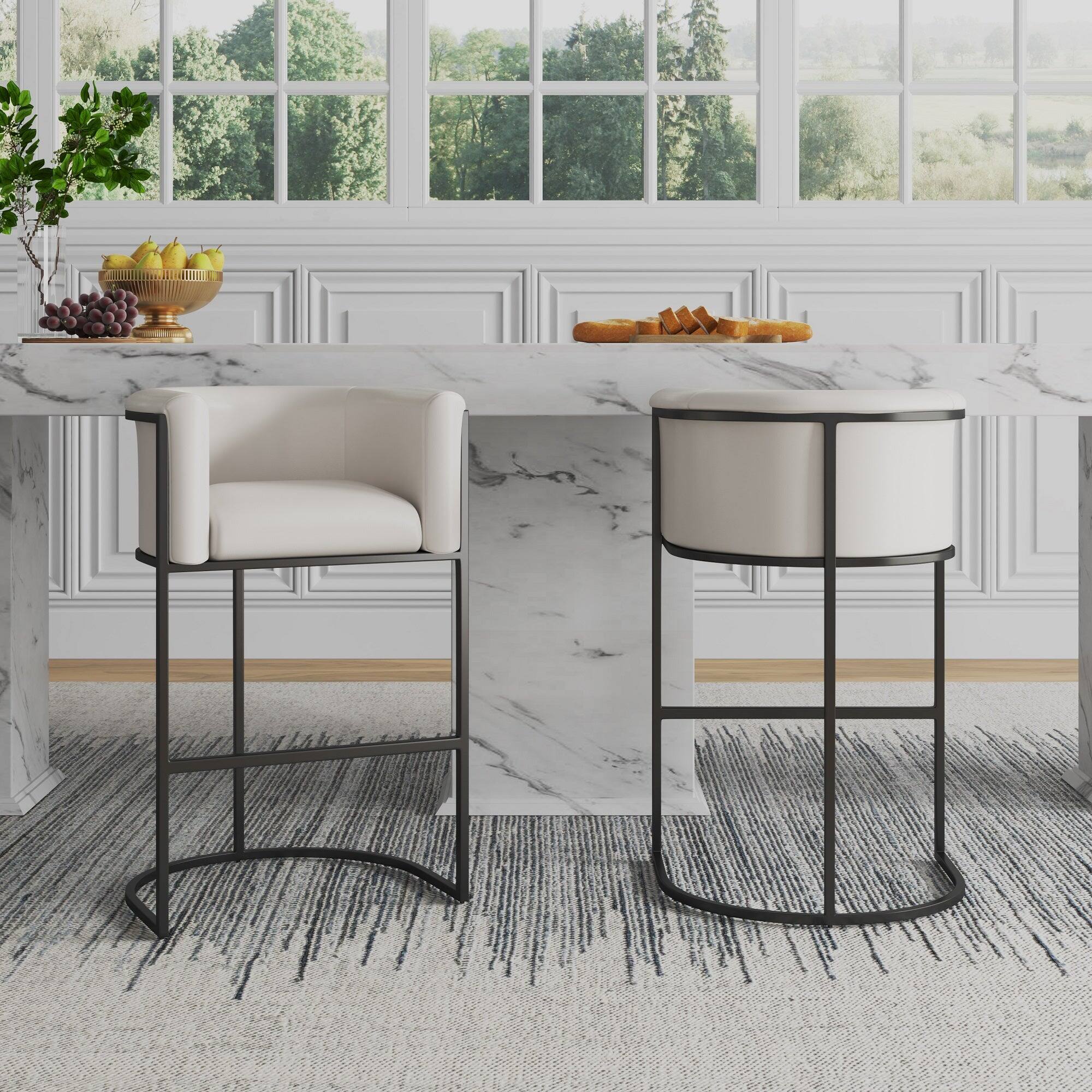 Manhattan Comfort Cosmopolitan Mid Century Modern Metal Upholstered ...