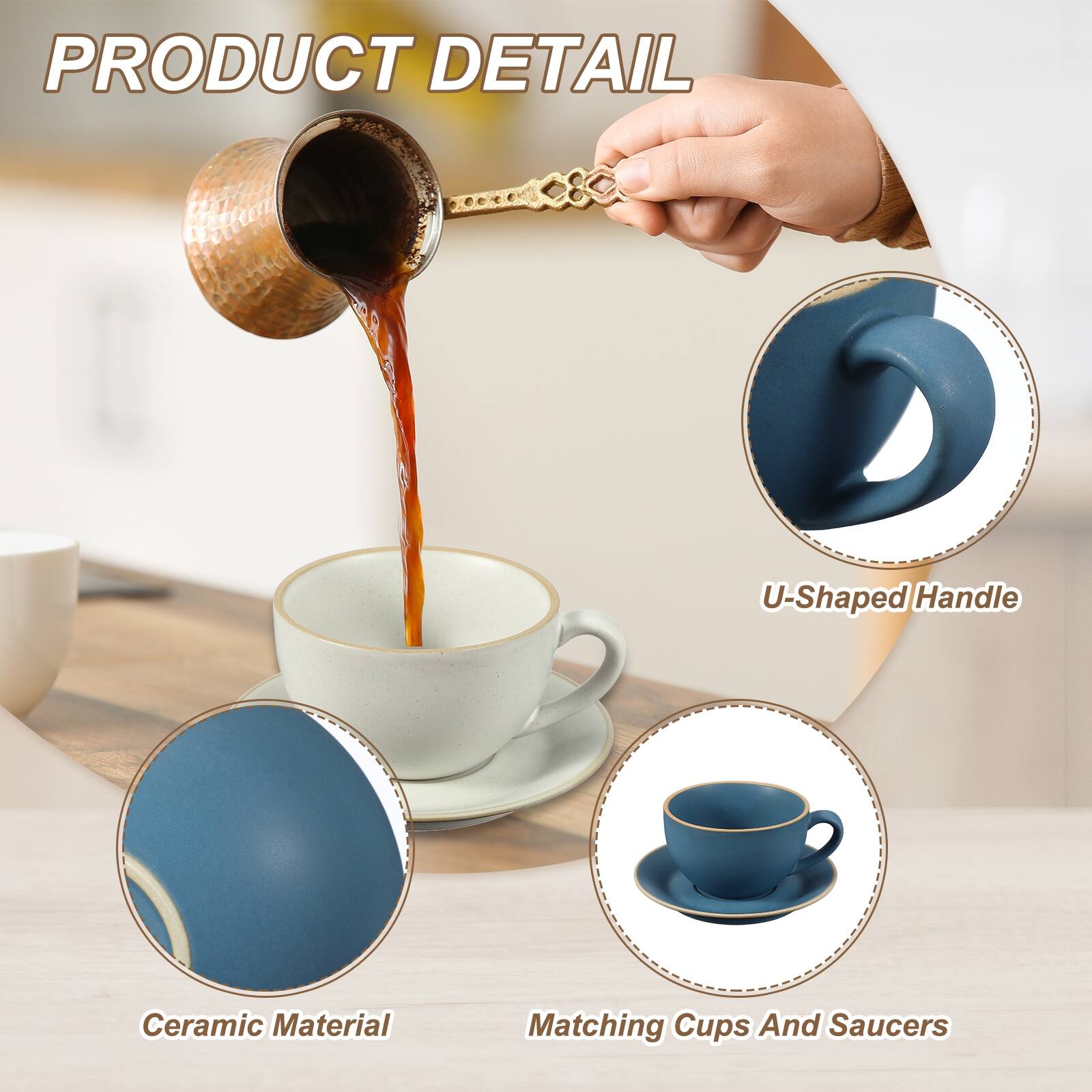 PRODUCT DETAIL

- U-Shaped Handle
- Ceramic Material
- Matching Cups And Saucers