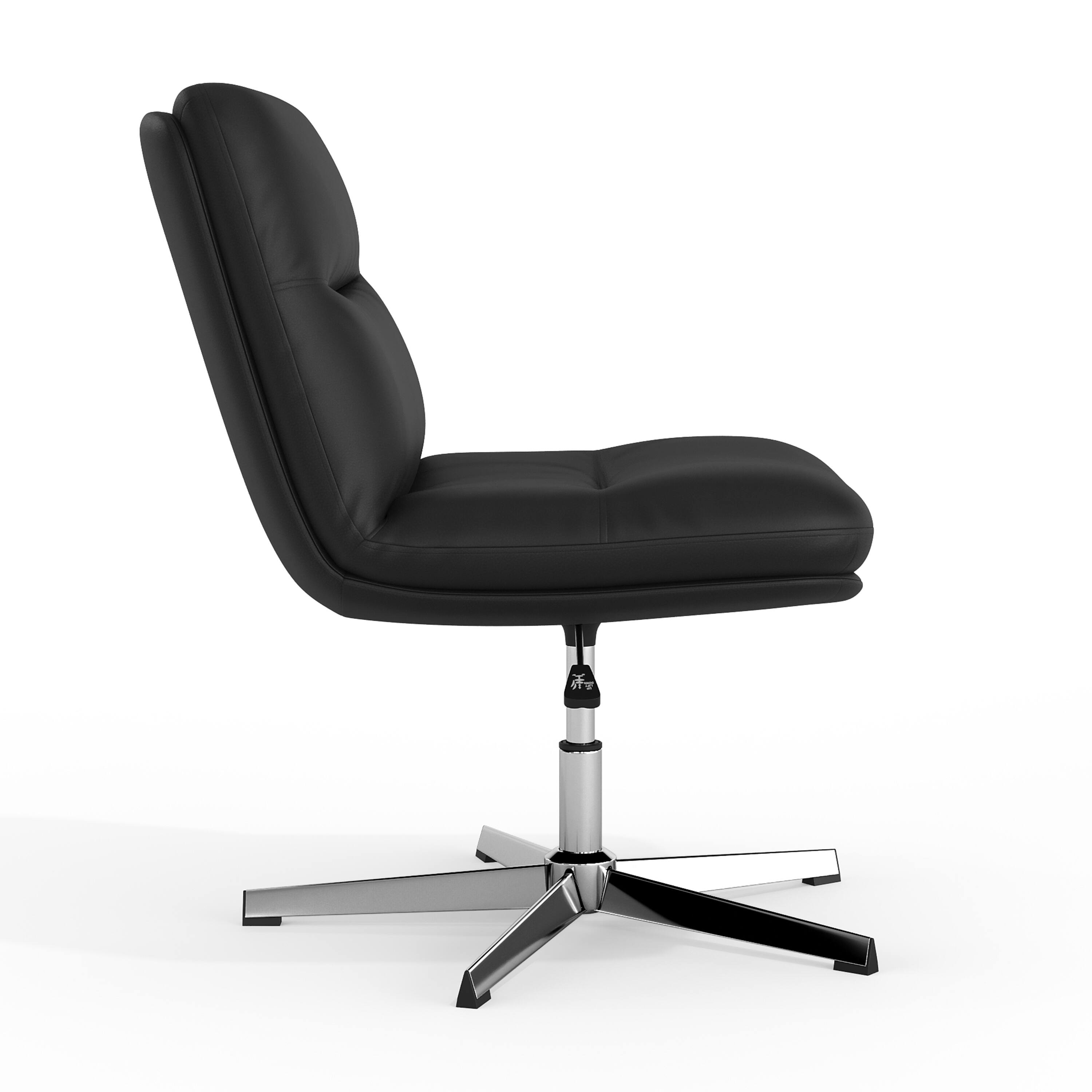 Alt View 7. Emma + Oliver - Mid-Back Swivel Office Chair with Padded Upholstery & Sturdy Frame - Black Faux Leather/Chrome Frame.