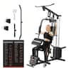 Front. Syedee - Home Gym System, Home Gym Station with 100LBS Weight Stack,Workout Machine for Full Body Strength Training - Black.