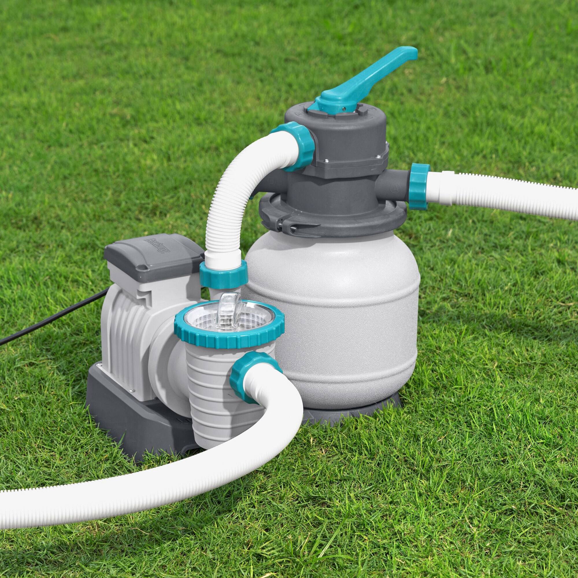Alt View 3. Bestway - Bestway 1,500 Gallon Sand Filter Pump for Above Ground Outdoor Swimming Pools - Gray.