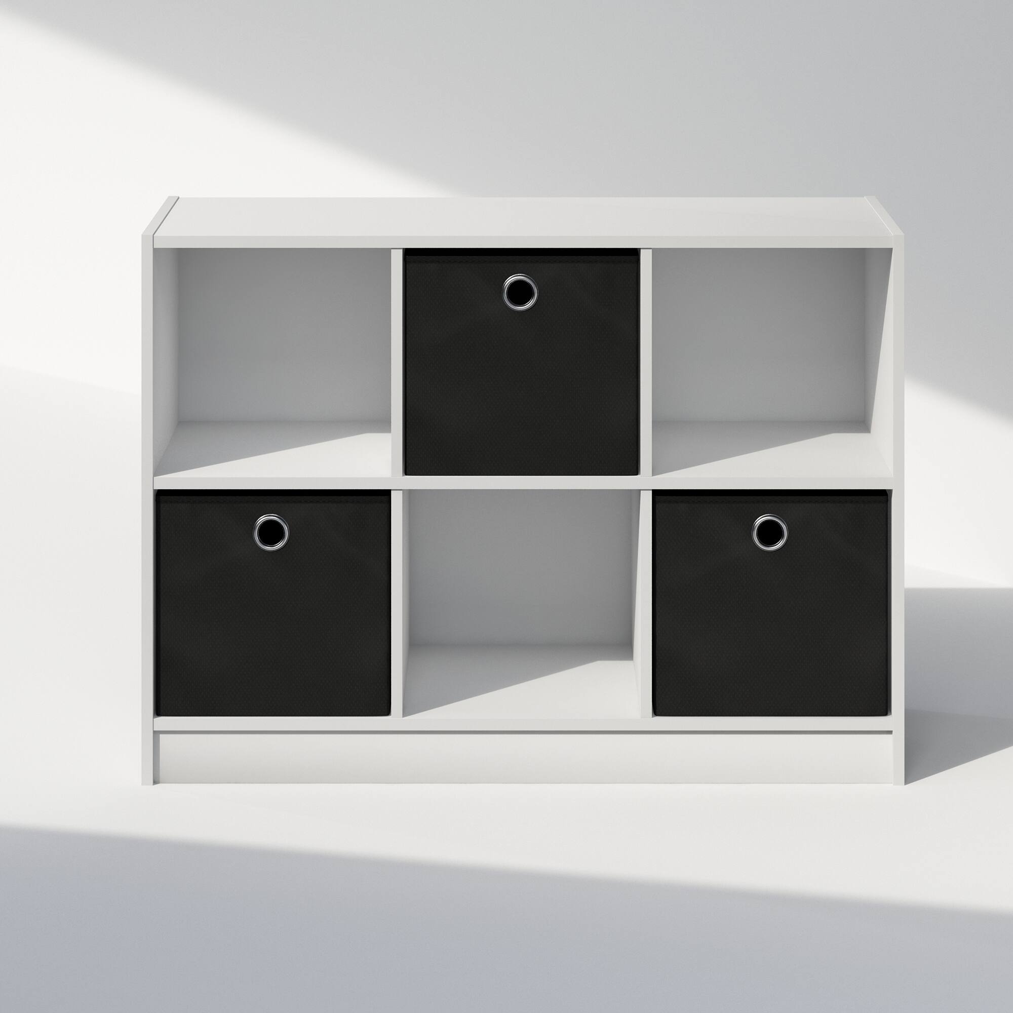 Alt View 2. Furinno - Cubic Multipurpose Clothing & Closet Storage Organizer Shelf with Bin Drawers, 6-Cube - White/Black.