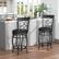 Alt View 1. Costway - Set of 4 Vintage Metal Swivel Bar Stools 26" Bistro Upholstered Dining Chairs - Black.