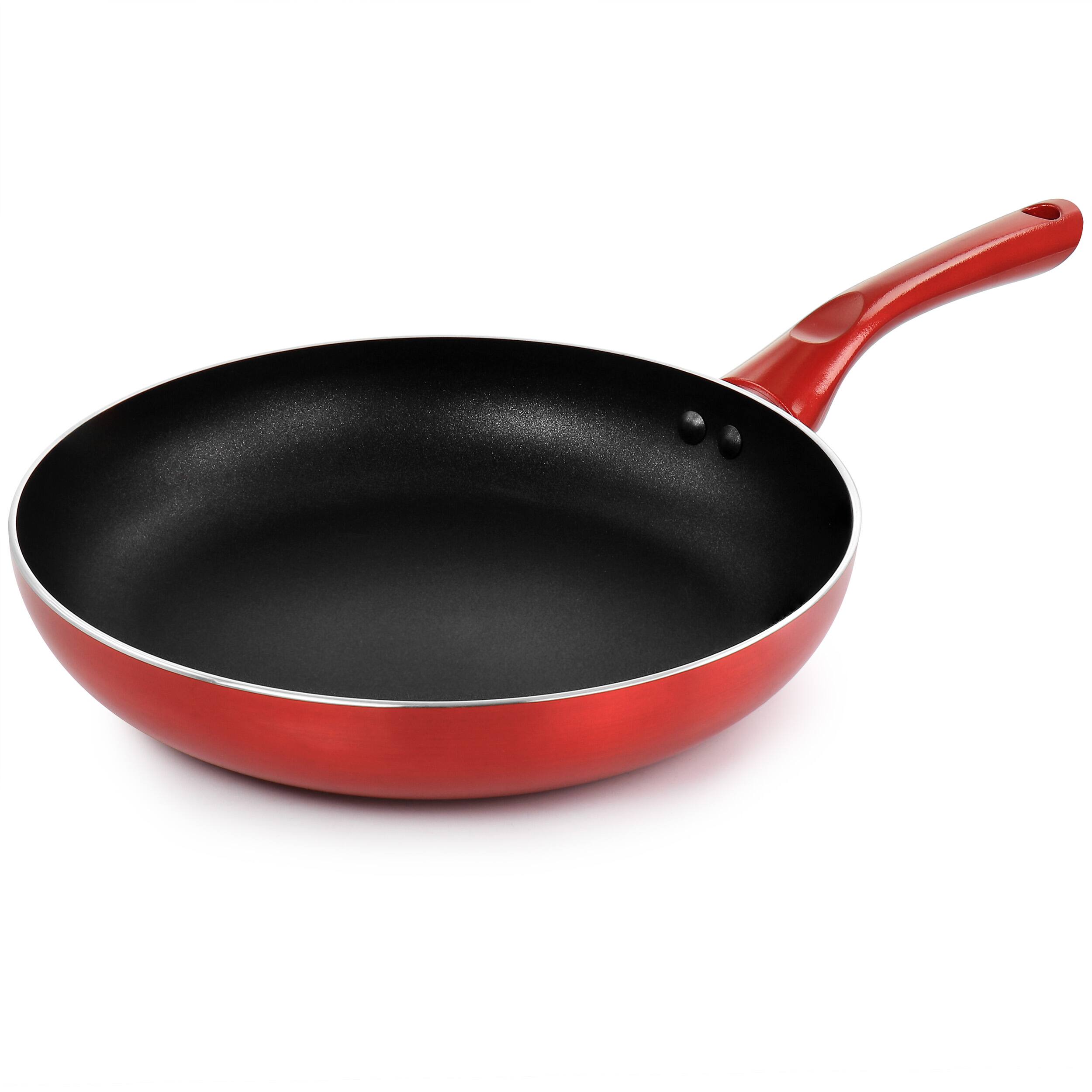 Alt View 8. Better Chef - Better Chef 10in Silver Metallic Non Stick Gourmet Fry Pan in Red - Red.