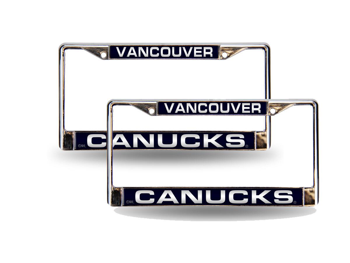 Vancouver Canucks Chrome Metal Laser License Plate Frame - Set of 2 Frames