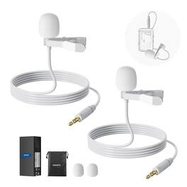 Neewer - 2-Pack Lavalier Mic for Rode GO II/DJI Wireless, Omnidirectional, White
