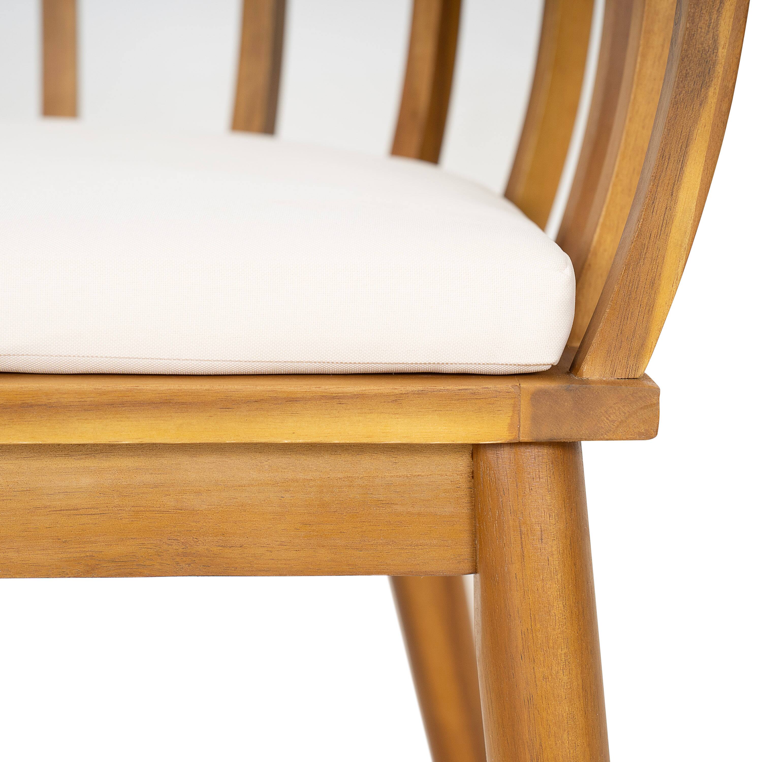 Alt View 4. Mondawe - Set of 2 Dining Armchair with Cushion - Teak+ Beige.