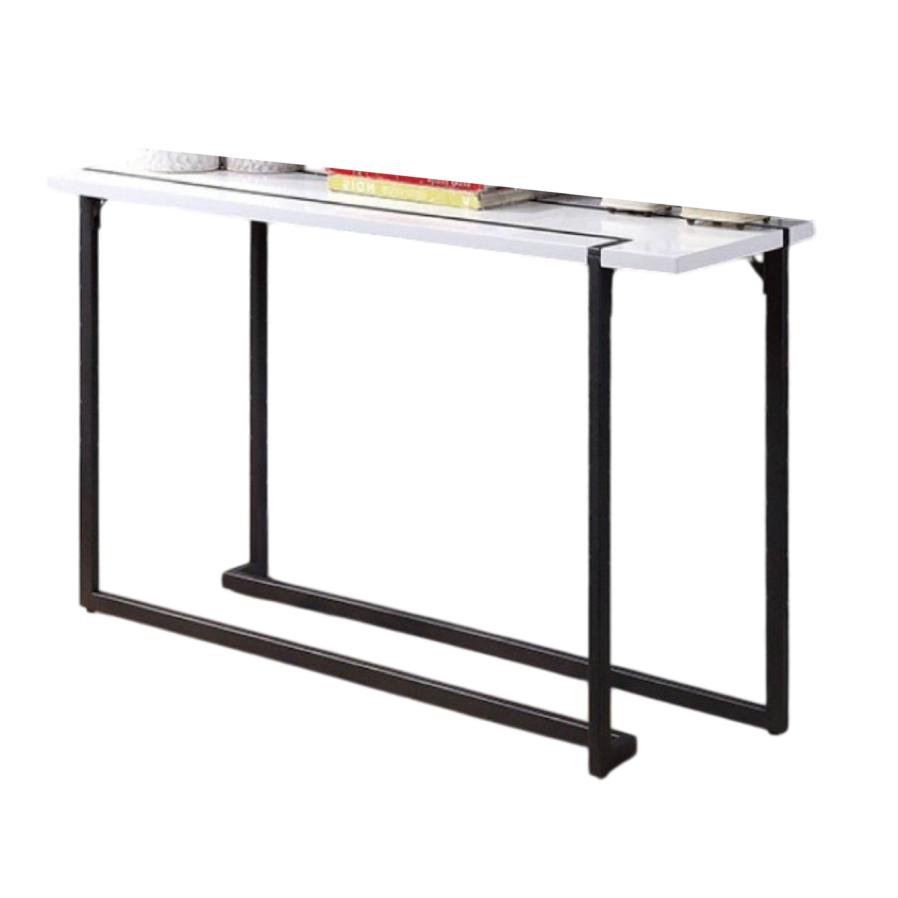 Alt View 1. Manhattan Lane - Iry Sofa Console Table, Black Steel Sled Base, 47 Inch - White, Black.