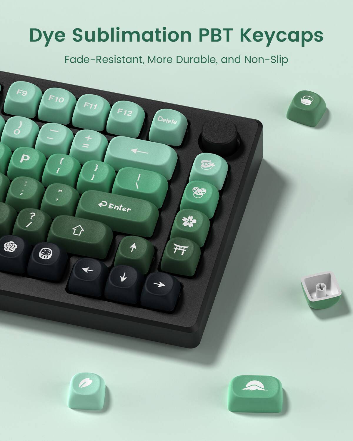 Dye Sublimation PBT Keycaps Fade-Resistant, More Durable, and Non-Slip

F9 ) O P : ; ? / F10 - - { [ "9 3 F11 F12 + = } J I Enter Delete