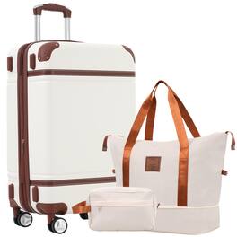 Ecooso - 28" Hardshell Suitcase Set Spinner Luggage with Carry Bags, TSA Lock - White