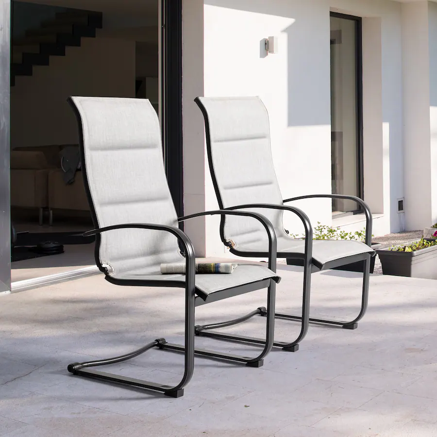 Gray Spring Chair Nuu Garden Outdoor Chair Set of 2 C spring Textilene Dining Chairs Gray ...