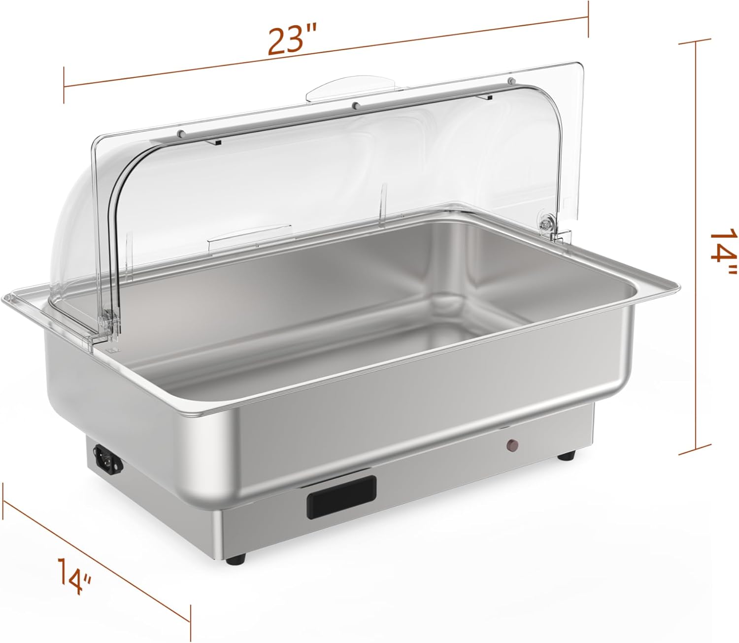 Angle. GARVEE - Electric Chafing Dish Buffet Set with Temperature Control, 9QT Roll Top Stainless Steel Food Servers and Warmers - Silver.